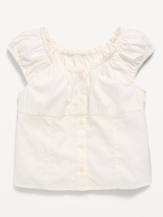 Image number 1 showing, Fitted Button-Front Poplin Top for Girls