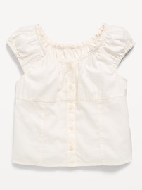 Image number 2 showing, Fitted Button-Front Poplin Top for Girls