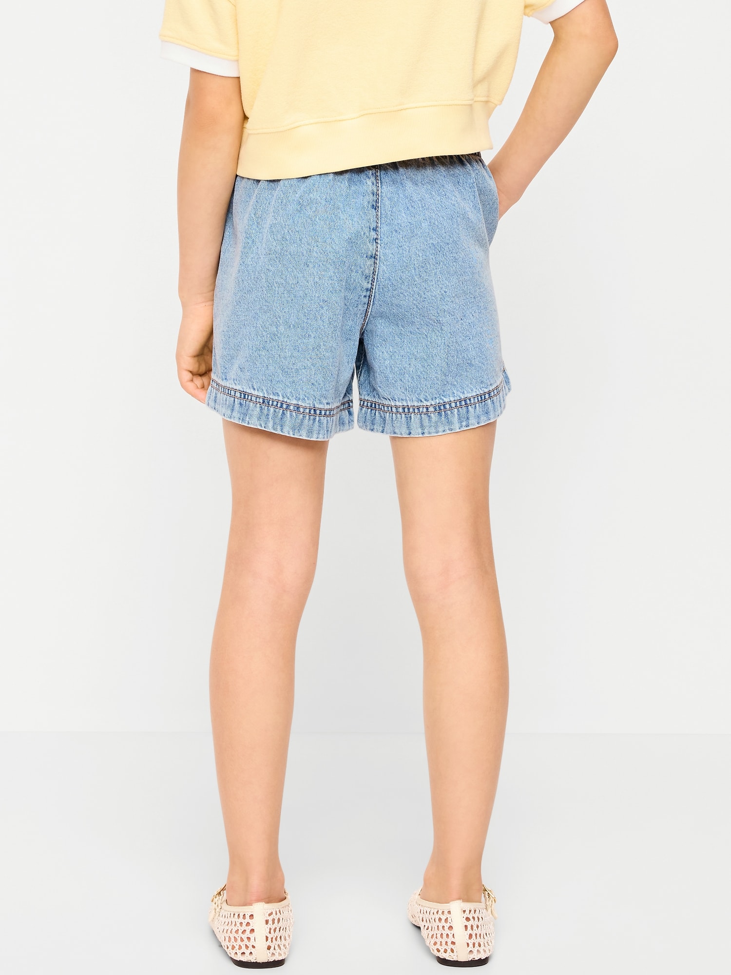 High-Waisted Pull-On Jean Shorts for Girls
