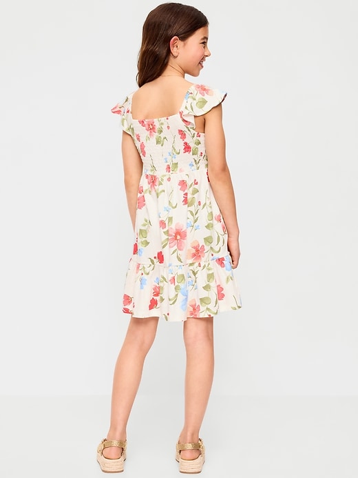 Image number 2 showing, Printed Smocked Fit and Flare Dress for Girls