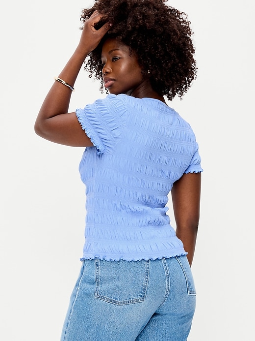 Image number 6 showing, Slit-Neck Smocked Top