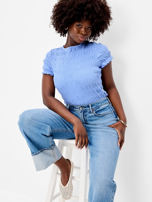 Image number 3 showing, Slit-Neck Smocked Top