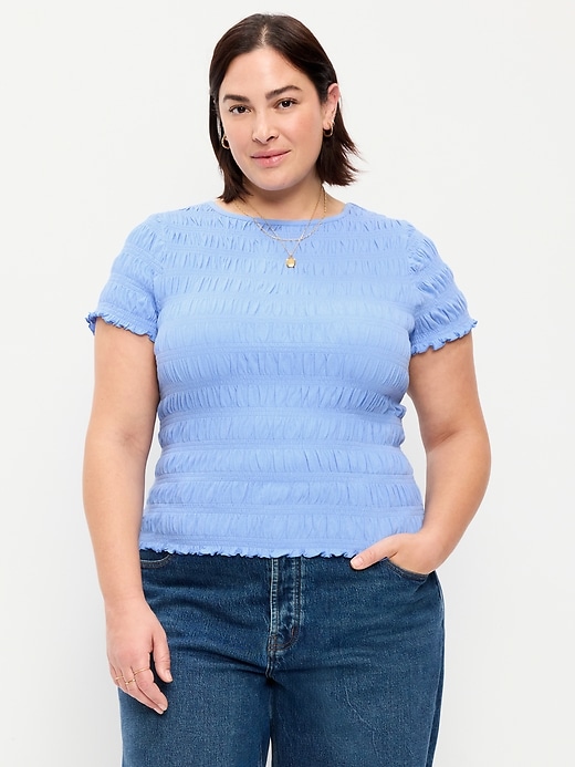 Image number 7 showing, Slit-Neck Smocked Top