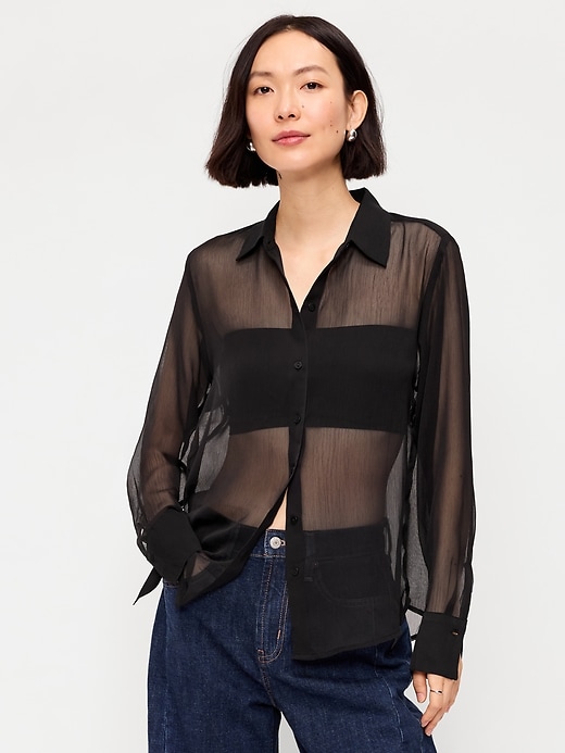 Image number 1 showing, Chiffon Button-Down Shirt