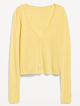 Long-Sleeve Cropped V-Neck Cardigan - image 4