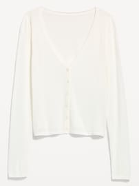 Image number 2 showing, Long-Sleeve Cropped V-Neck Cardigan