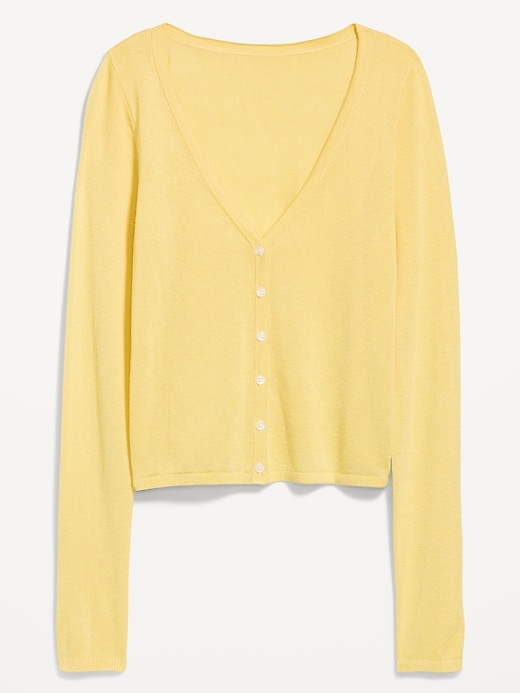 Image number 4 showing, Long-Sleeve Cropped V-Neck Cardigan