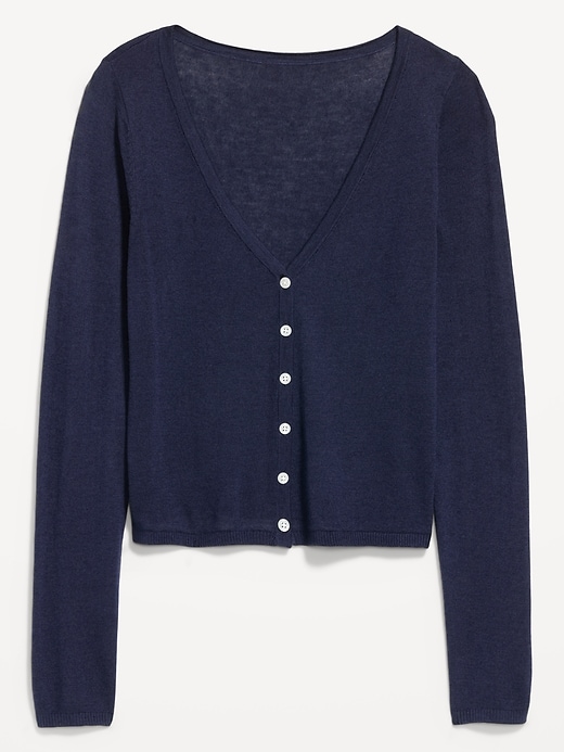 Image number 4 showing, Long-Sleeve Cropped V-Neck Cardigan
