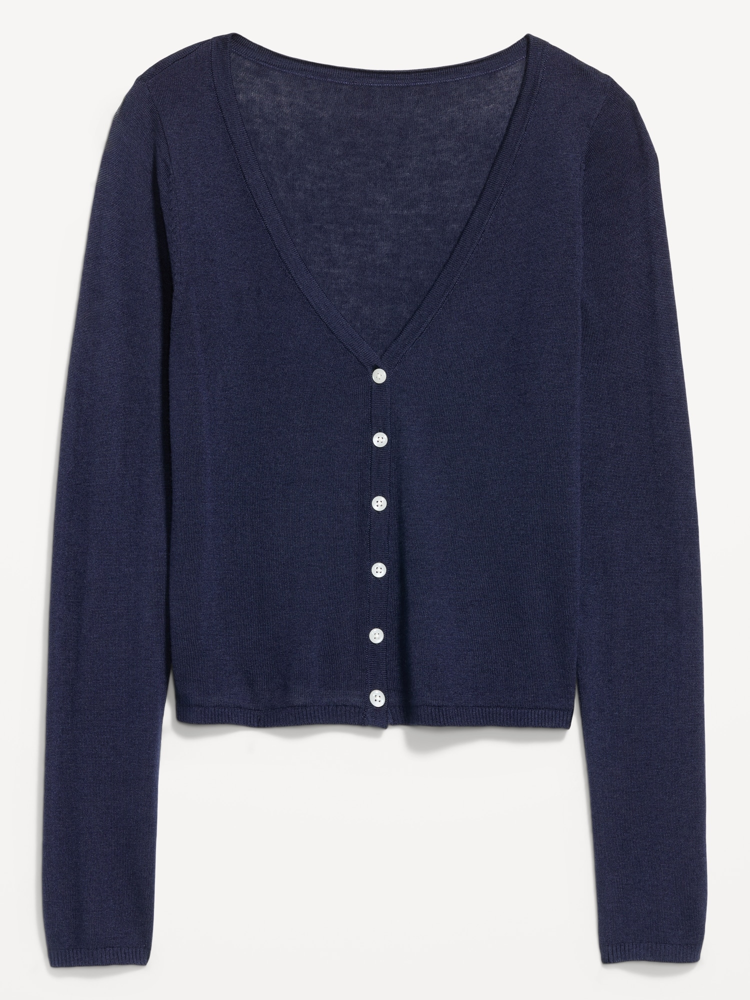 V-Neck Long-Sleeve Sheer Cropped Cardigan