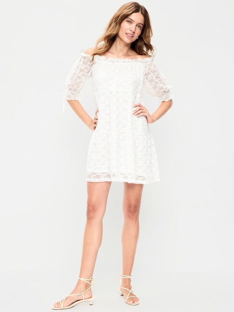 Off-The-Shoulder Lace Mini Dress