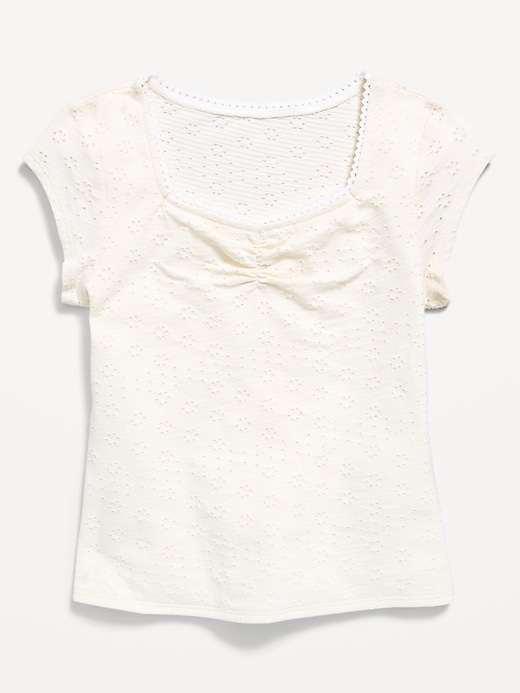 Image number 1 showing, Short-Sleeve Eyelet-Knit Top for Girls