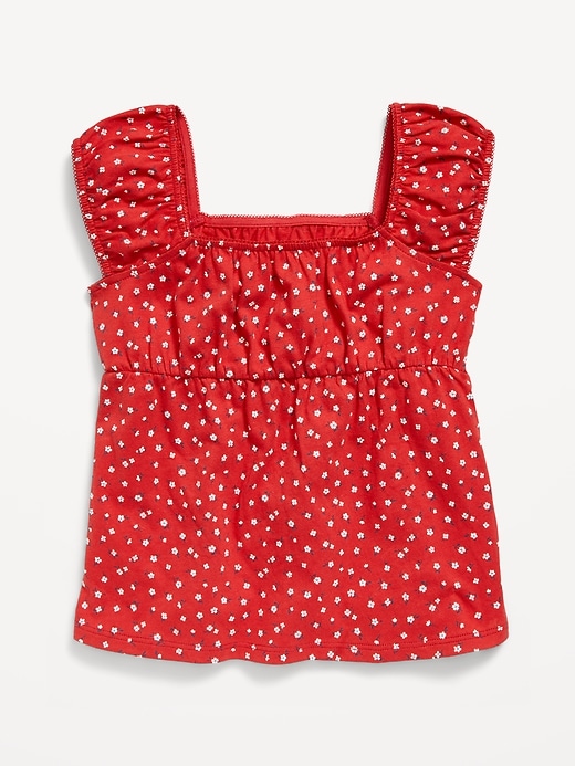 Image number 1 showing, Printed Short-Sleeve Scallop-Trim Top for Girls