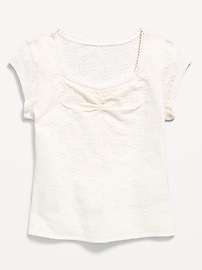 Image number 1 showing, Short-Sleeve Eyelet-Knit Top for Girls