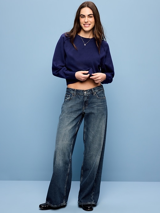 Image number 1 showing, Low-Rise Baggy Wide-Leg Jeans