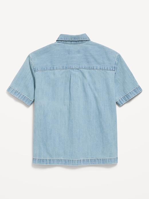 Image number 2 showing, Short-Sleeve Boxy Denim Shirt for Boys