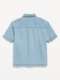 Image number 2 showing, Short-Sleeve Boxy Denim Shirt for Boys
