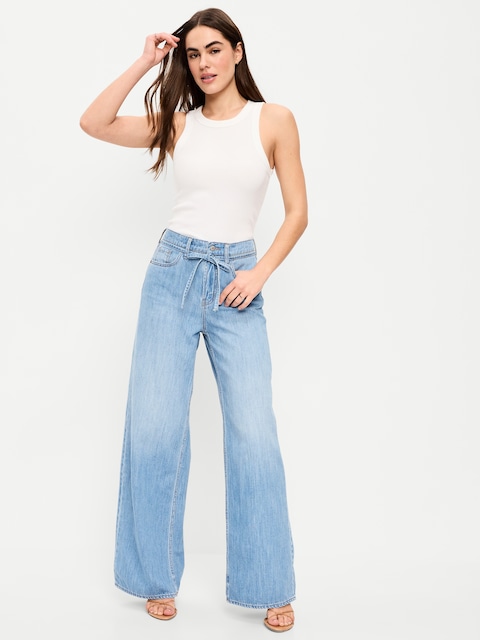 High-Waisted Drapey Wide-Leg Jeans