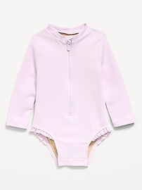 Image number 1 showing, Long-Sleeve Rashguard Swim One-Piece for Baby