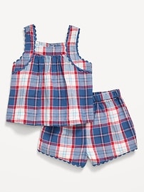 Image number 1 showing, Sleeveless Plaid Top and Shorts Set for Baby