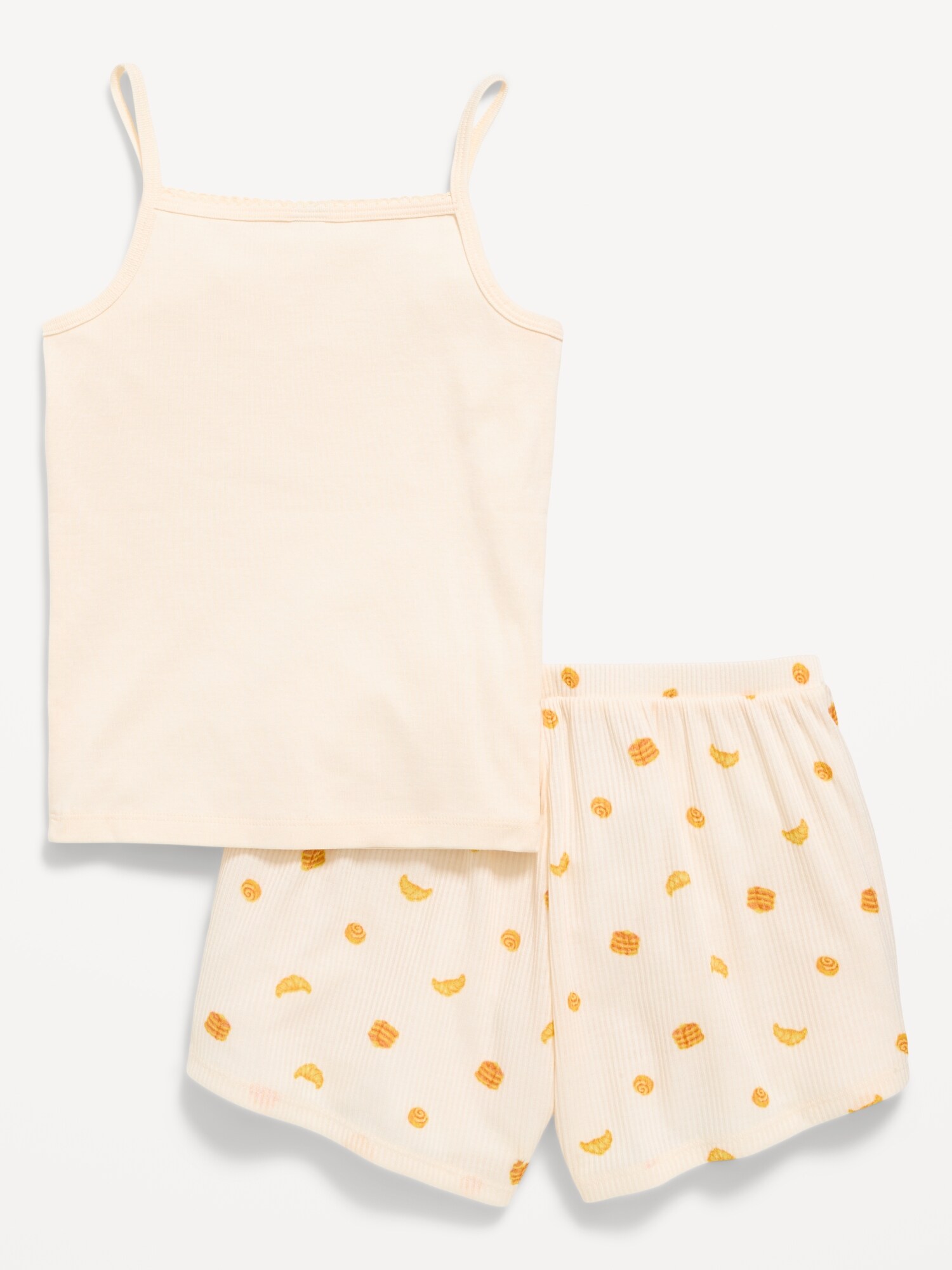 Пижамный комплект для детей, с топом на бретелях, в полоску — Old Navy, цвет: Buttered Pastries — фото 2