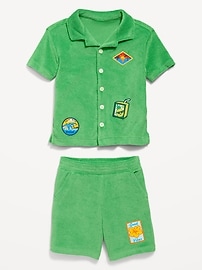 Image number 5 showing, Short-Sleeve Terry Embroidered Shirt and Shorts Set for Toddler Boys