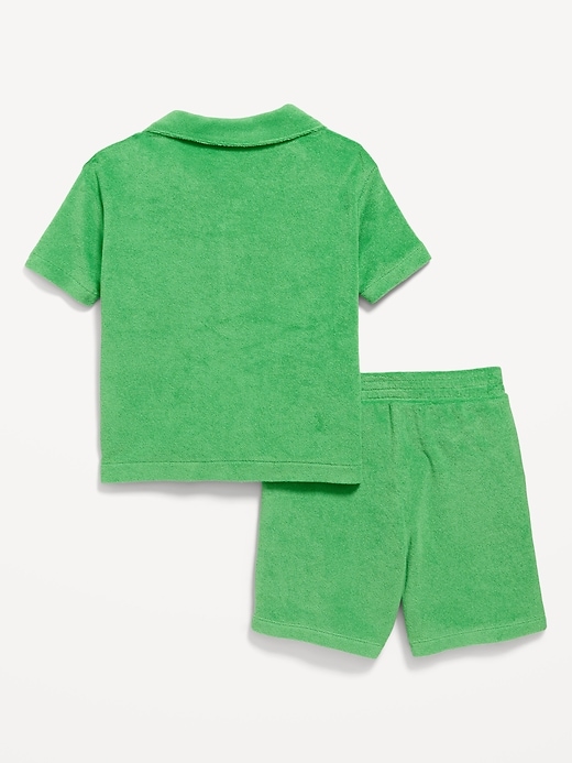 Image number 3 showing, Short-Sleeve Terry Embroidered Shirt and Shorts Set for Toddler Boys