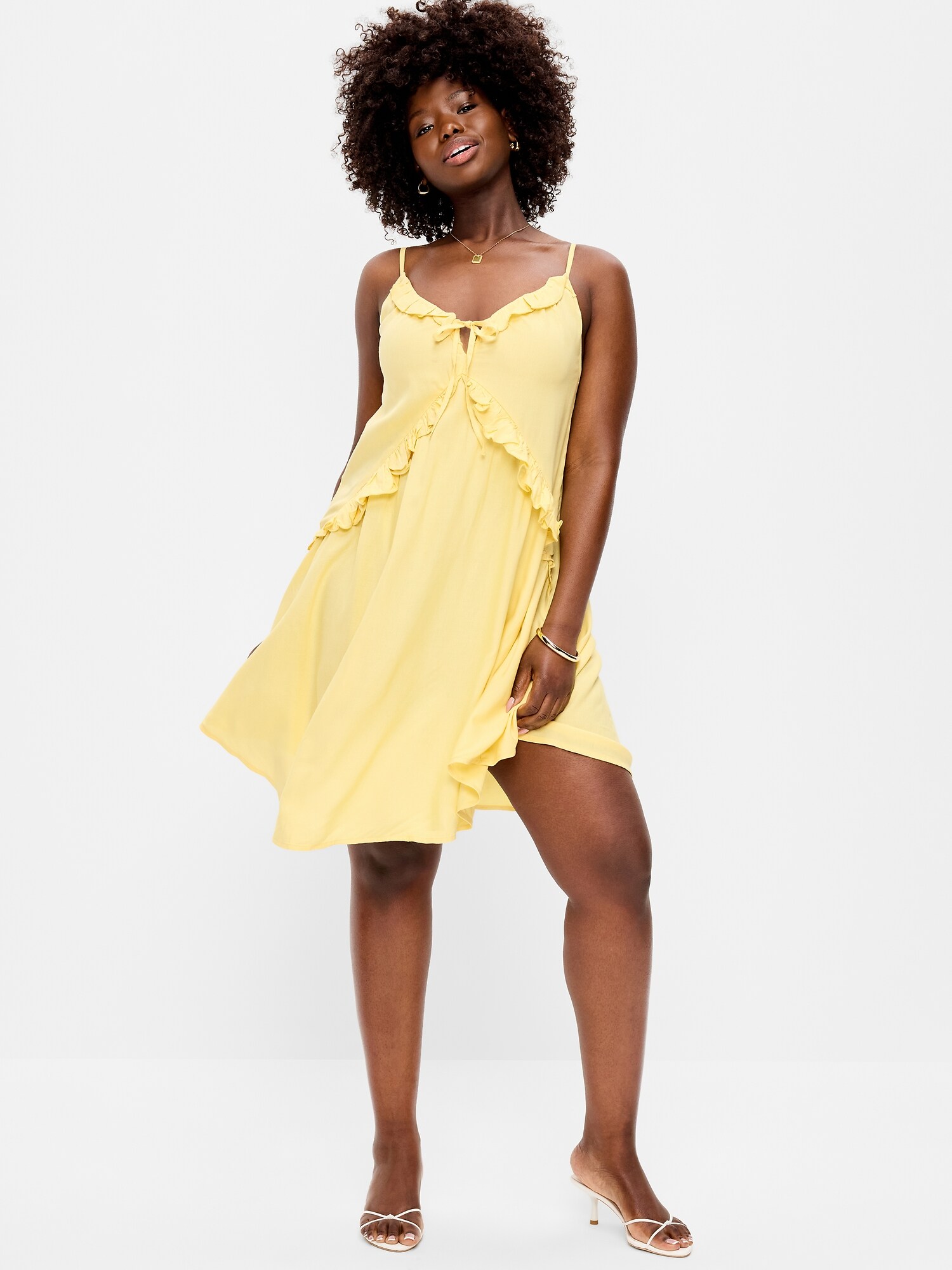 Женское платье Old Navy Ruffle-Trim Asymmetrical Mini, цвет: Жёлтый — фото 6
