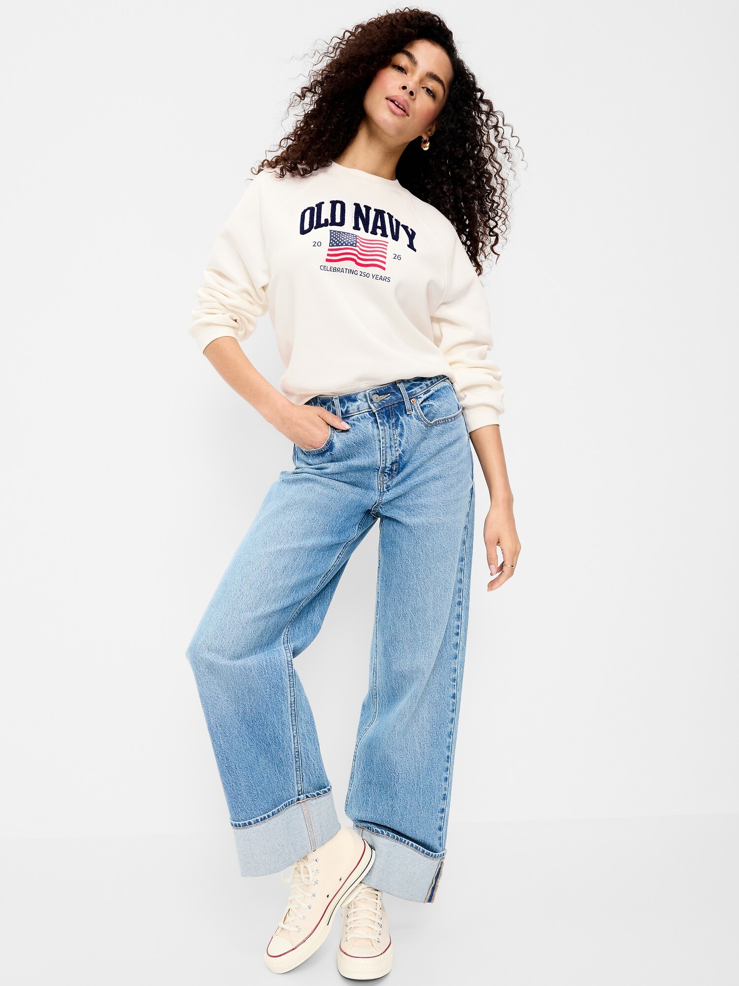 Женская толстовка Old Navy Flag Logo Graphic, цвет: Яркий белый — фото 3