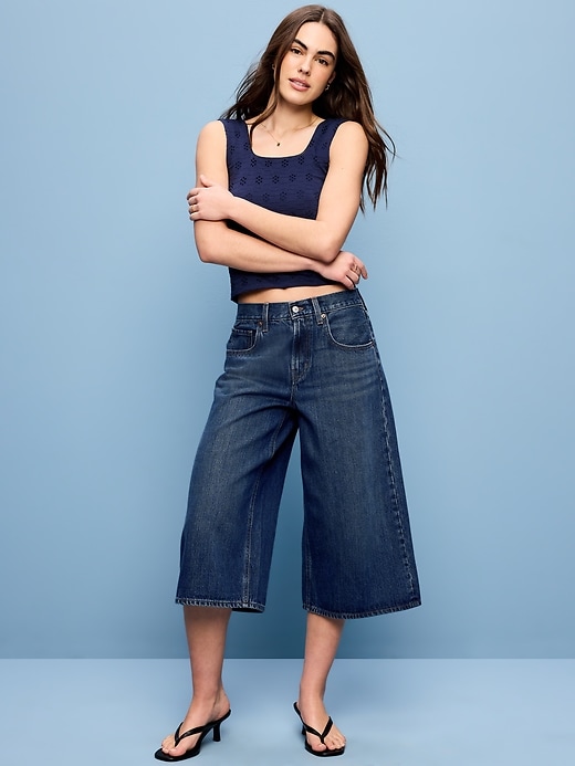 Image number 1 showing, Mid-Rise Baggy Cropped Jeans