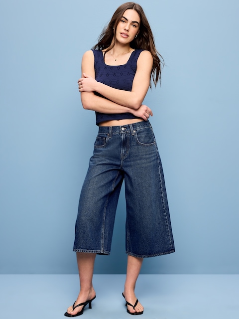 Mid-Rise Baggy Cropped Jeans