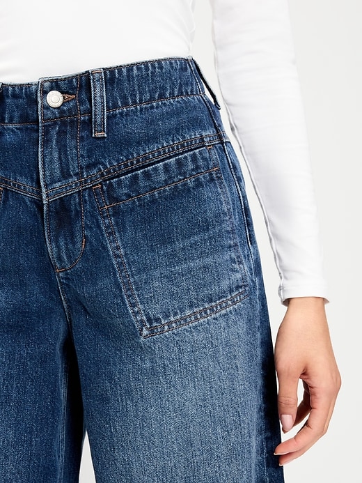 Image number 5 showing, High-Waisted Baggy Wide-Leg Jeans