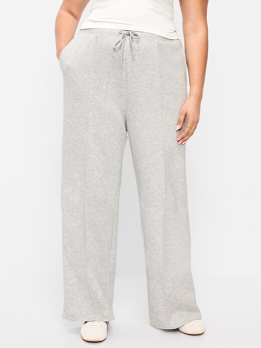 Image number 5 showing, High-Waisted Dynamic Fleece Textured Wide-Leg Sweatpants