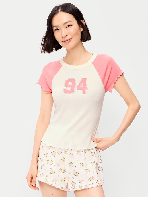 Image number 1 showing, Short-Sleeve Pointelle Sleep Top