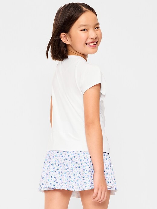 Image number 2 showing, CloudMotion Short-Sleeve Front-Knot T-Shirt for Girls