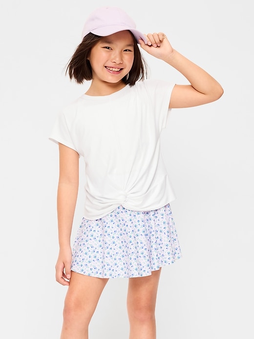 Image number 5 showing, CloudMotion Short-Sleeve Front-Knot T-Shirt for Girls