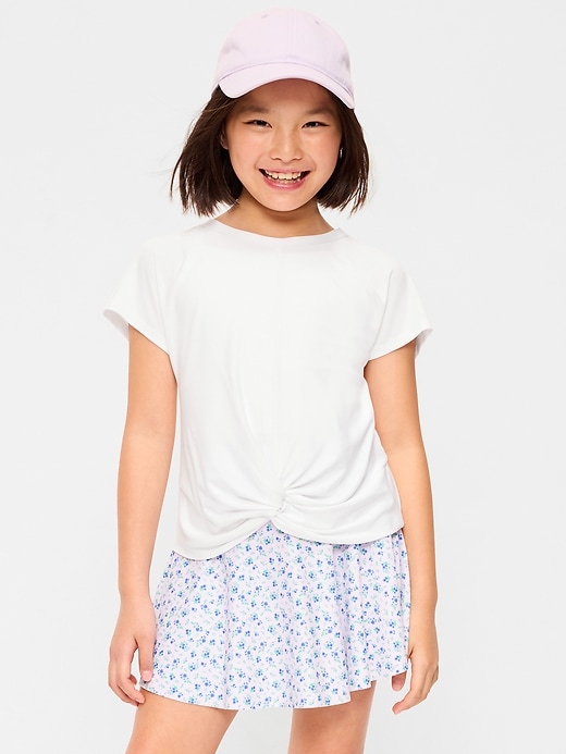 CloudMotion Short-Sleeve Front-Knot T-Shirt for Girls