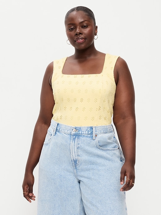 Image number 6 showing, Seamed-Bodice Eyelet Tank Top