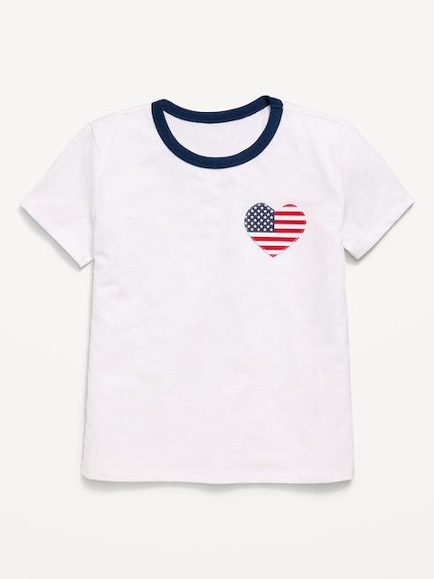Softest Short-Sleeve Heart-Pocket T-Shirt for Girls