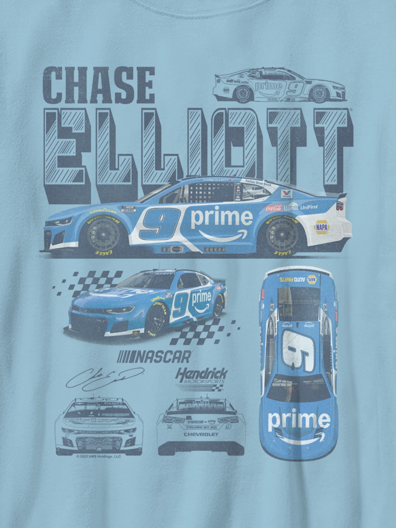 Футболка Old Navy Chase Elliot Hendrick Motorsports Diagram Graphic T-Shirt для мальчиков, цвет: Светлый синий — фото 2