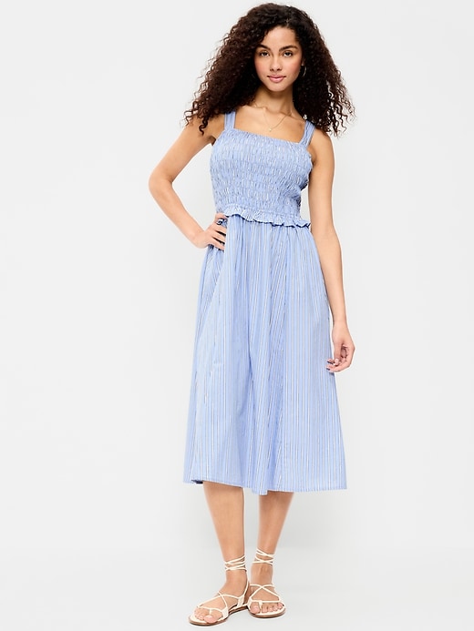 Image number 1 showing, Fit & Flare Smocked-Bodice Midi Dress