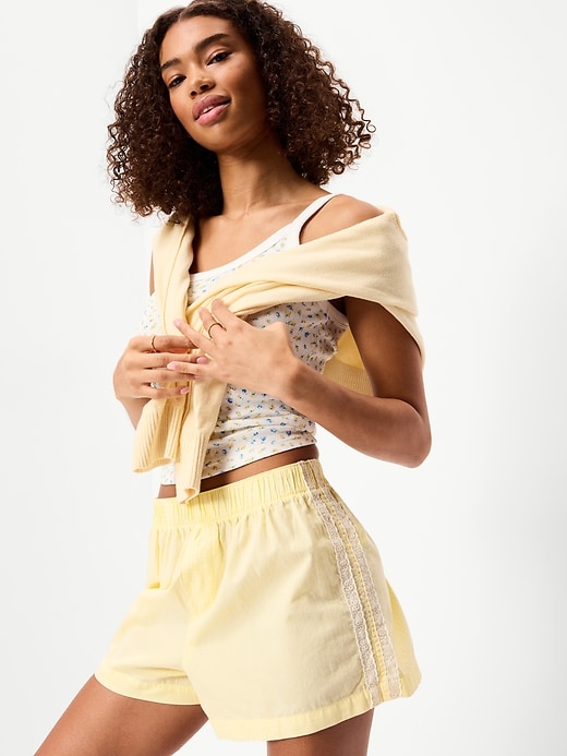 Image number 3 showing, Eyelet-Trim Boxer Pajama Shorts