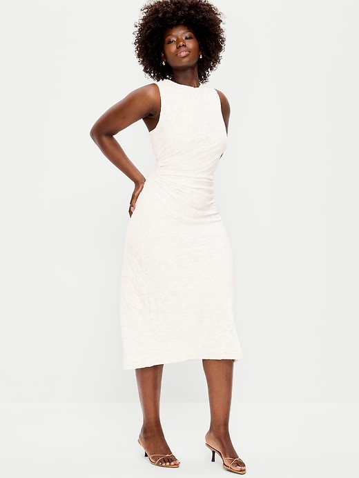 Image number 6 showing, Side-Drape Jersey Jaquard Midi Dress