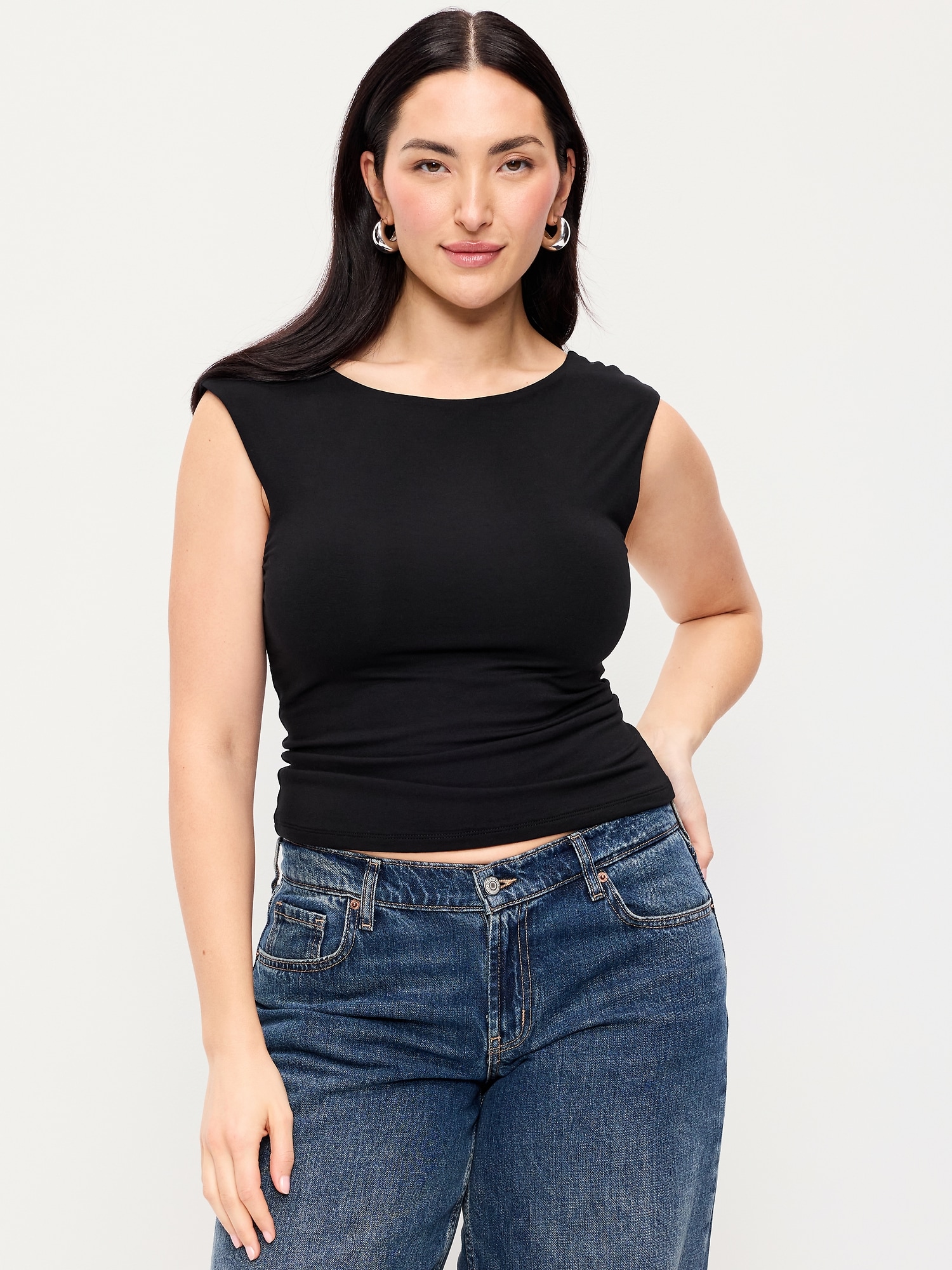 Cap-Sleeve Tie-Back Top