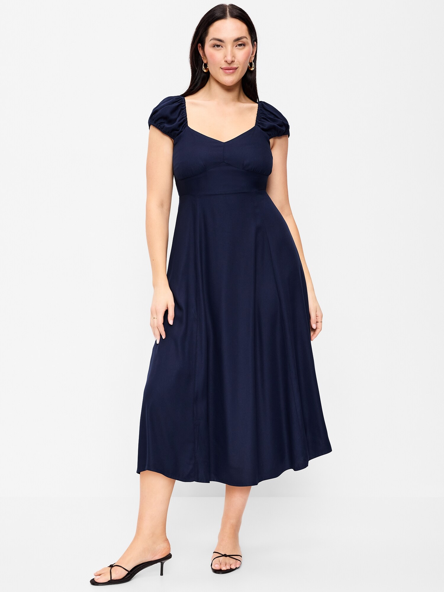 Женское платье Old Navy Short-Sleeve Fit & Flare Midi, цвет: Arctic Depth — фото 6