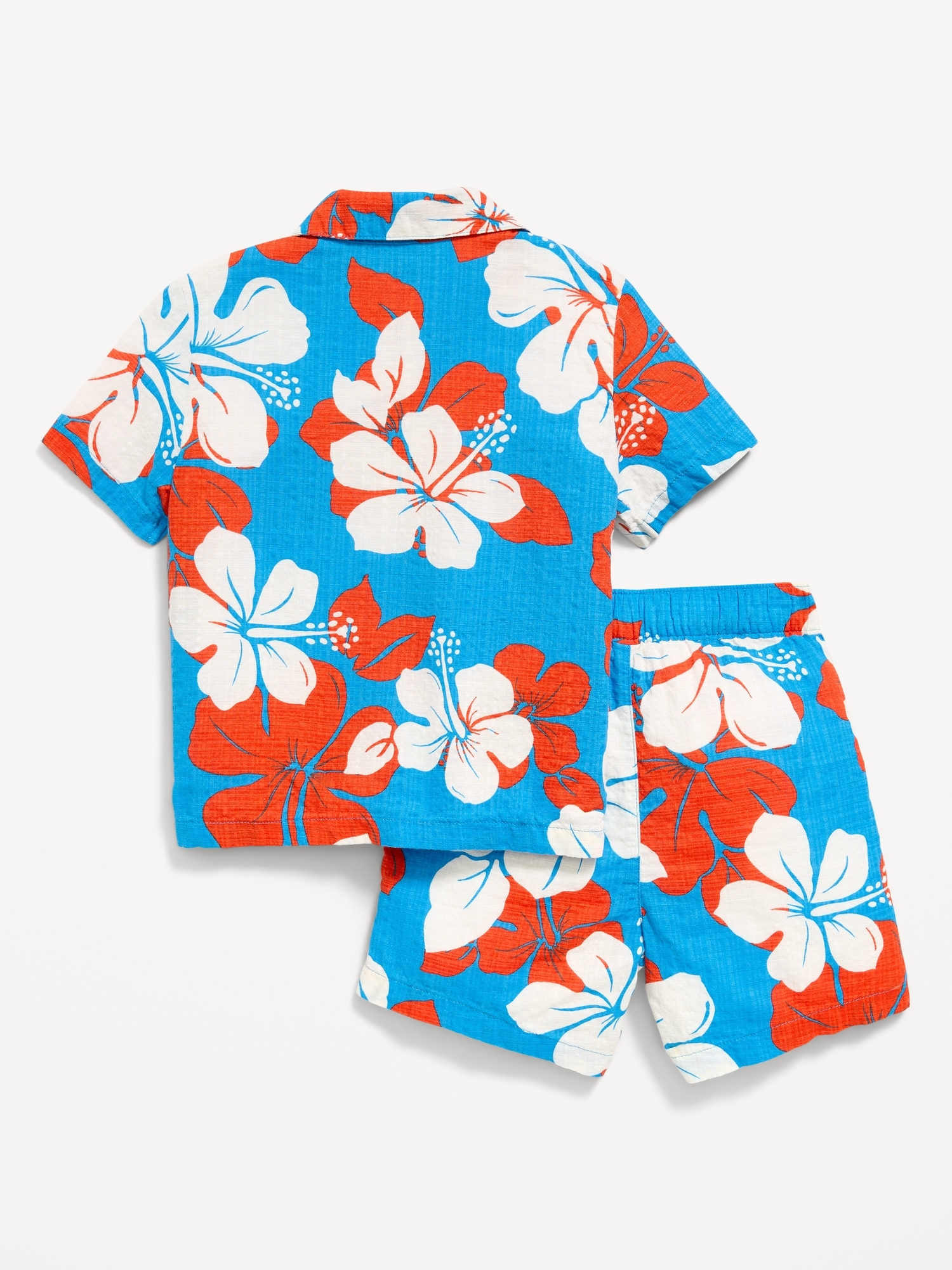 Printed Short-Sleeve Shirt and Shorts Set for Toddler Boys