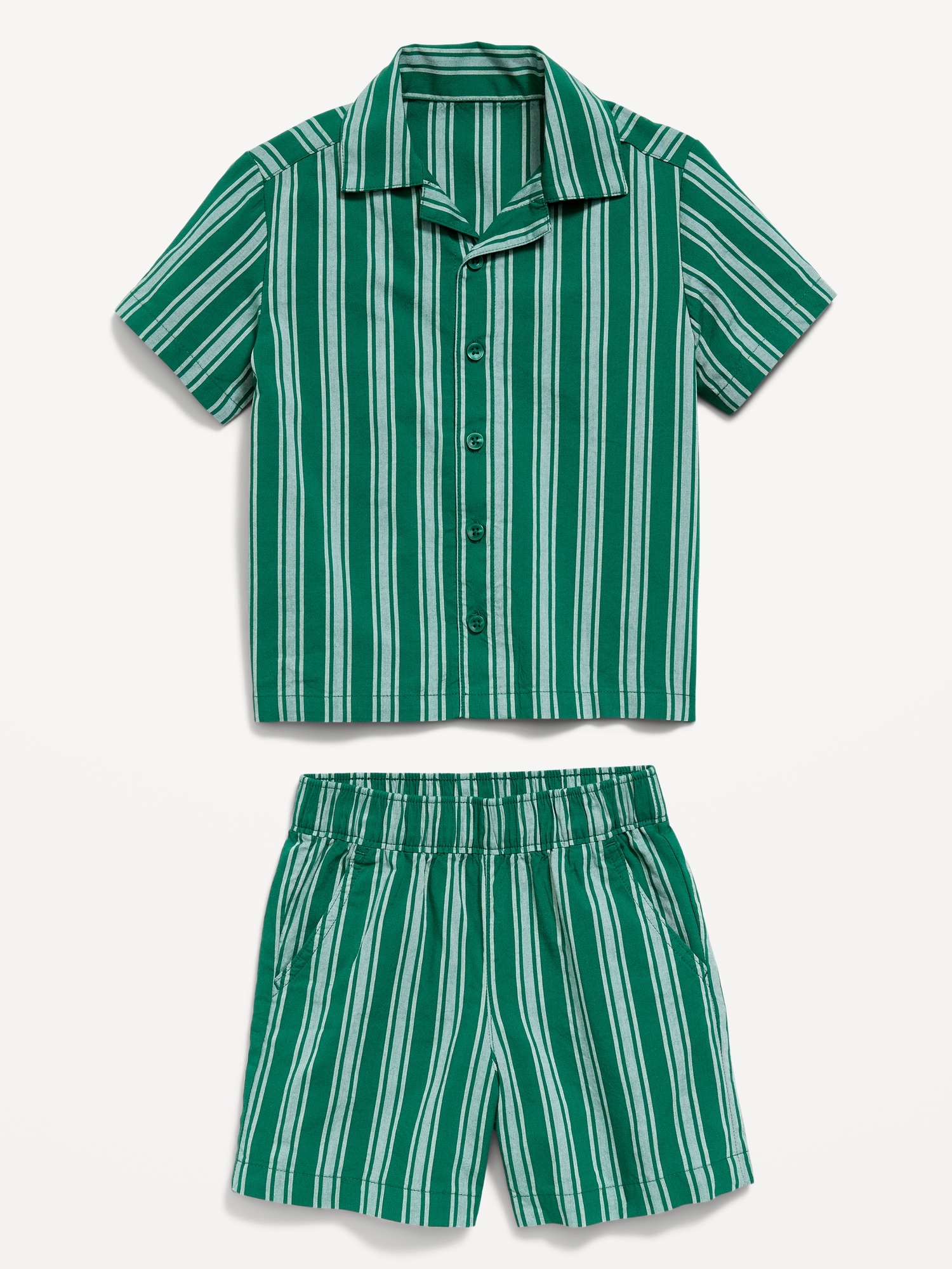 Striped Poplin Shirt and Shorts Set for Toddler Boys