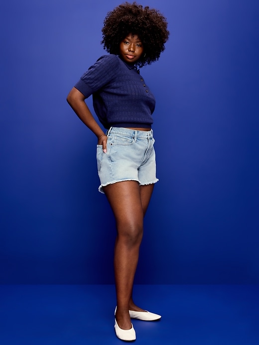 Image number 5 showing, Curvy High-Waisted OG Jean Cut-Off Shorts -- 4-inch inseam
