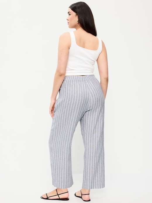 Image number 7 showing, High-Waisted Linen-Blend Straight Ankle Pants