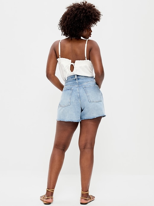 Image number 5 showing, Curvy High-Waisted Baggy Jean Shorts -- 5-inch inseam