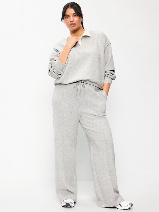 Image number 5 showing, Mid-Rise Dynamic Fleece Textured Wide-Leg Sweatpants
